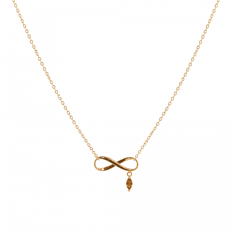 Garnet-Birthstone Infinity-Necklace Personalized-jewelry personalized-gift
